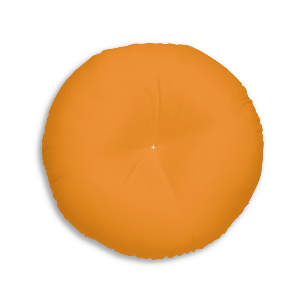Bitcoin Logo Round Floor Pillow – Orange Crypto Accent Cushion